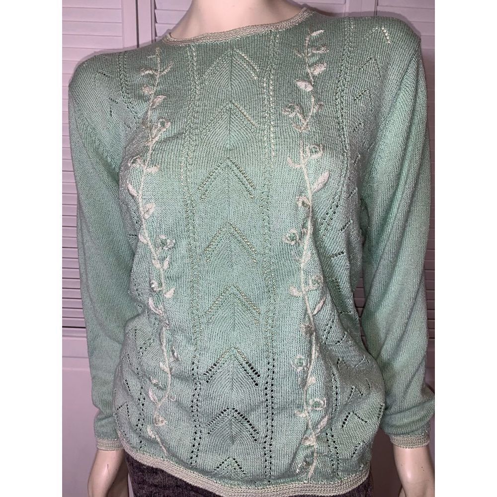 Vintage Pastel Embroidered Knit Sweater Large‎ - Picture 2 of 16